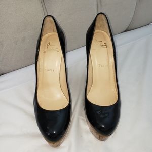 Christian Louboutin Black Patent Leather Wedges